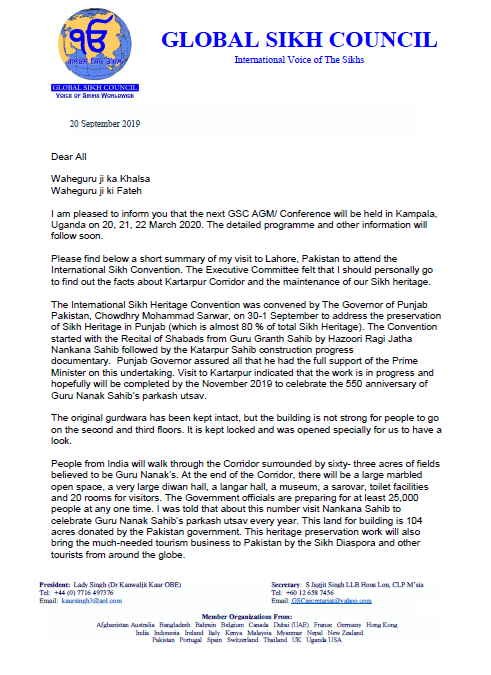 GSE letter to members 20.9.19