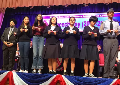 Hongkong- S Gulbir Singh Batra giving prizes in a girls' school
